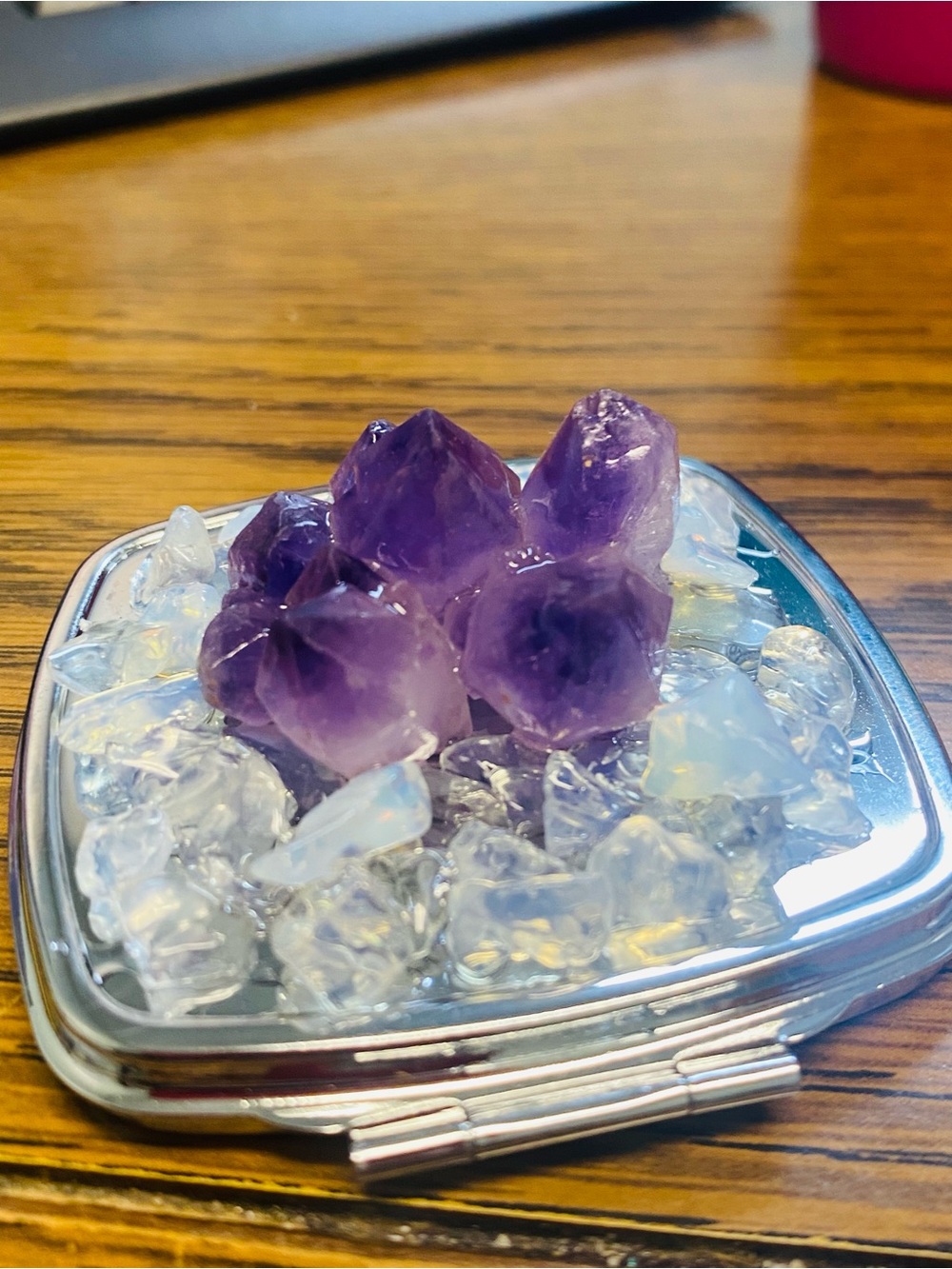 Amethyst Crystal Compact Mirror in Purple and Blue - Picture 8 of 9